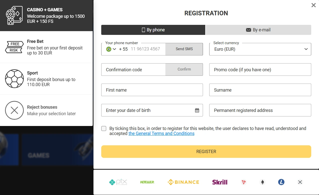 Betandyou Casino: registratin process